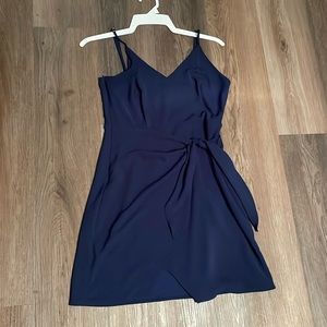 EUC Naked Zebra Size small blue Faux Wrap Dress Spaghetti Straps, boutique brand